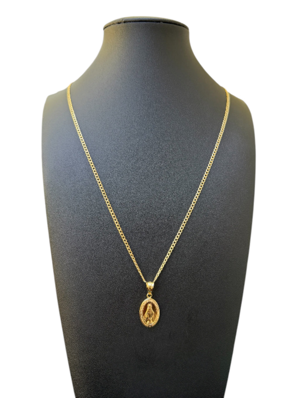 Cadena fina dije de “Virgen Milagrosa”Oro 10k