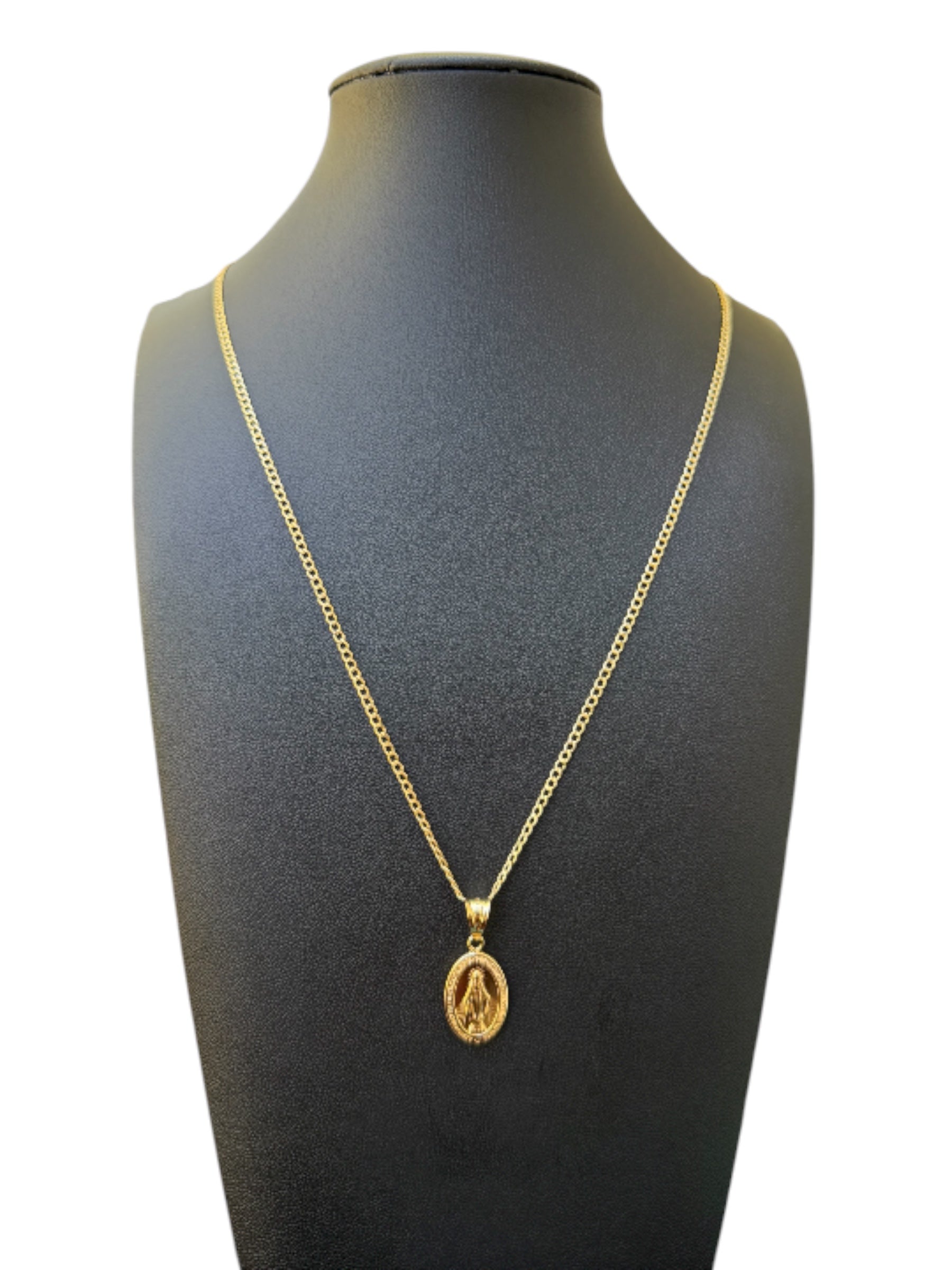 Cadena fina dije de “Virgen Milagrosa”Oro 10k