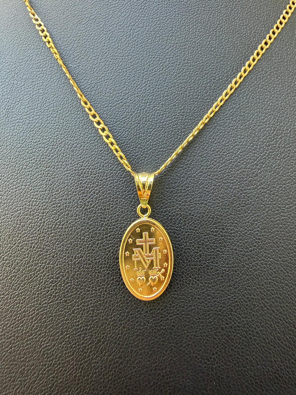 Cadena fina dije de “Virgen Milagrosa”Oro 10k