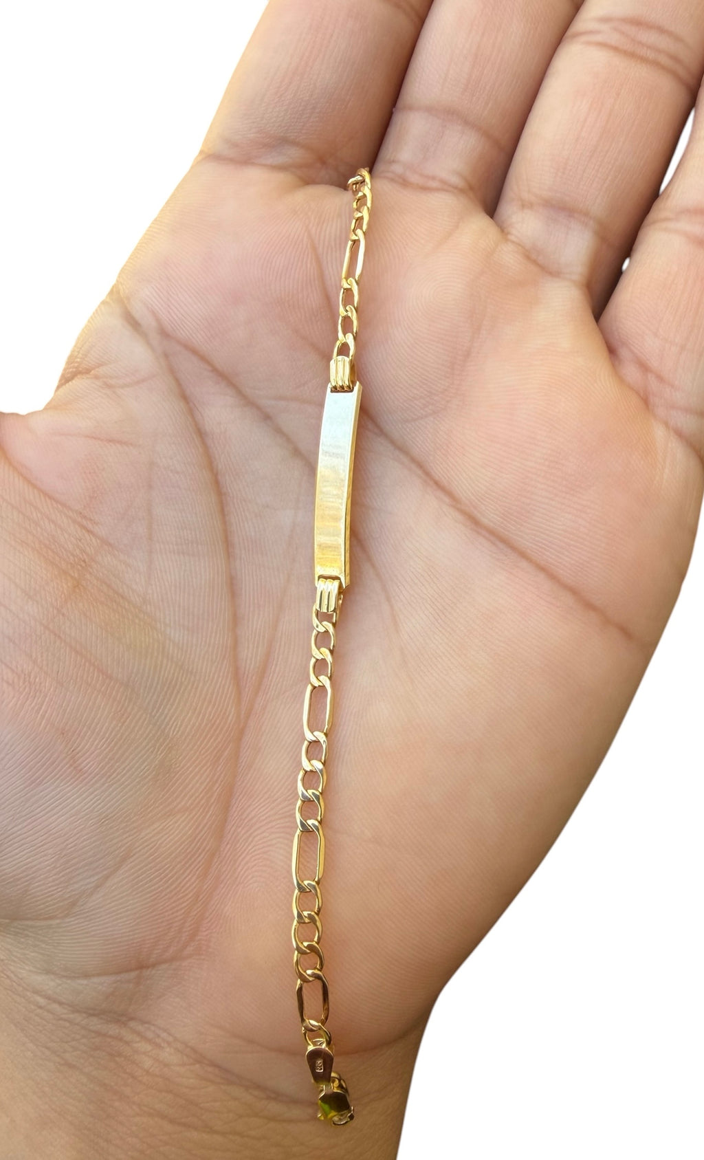 Manilla Fígaro con Placa para niños (Personalizables) Oro 10k