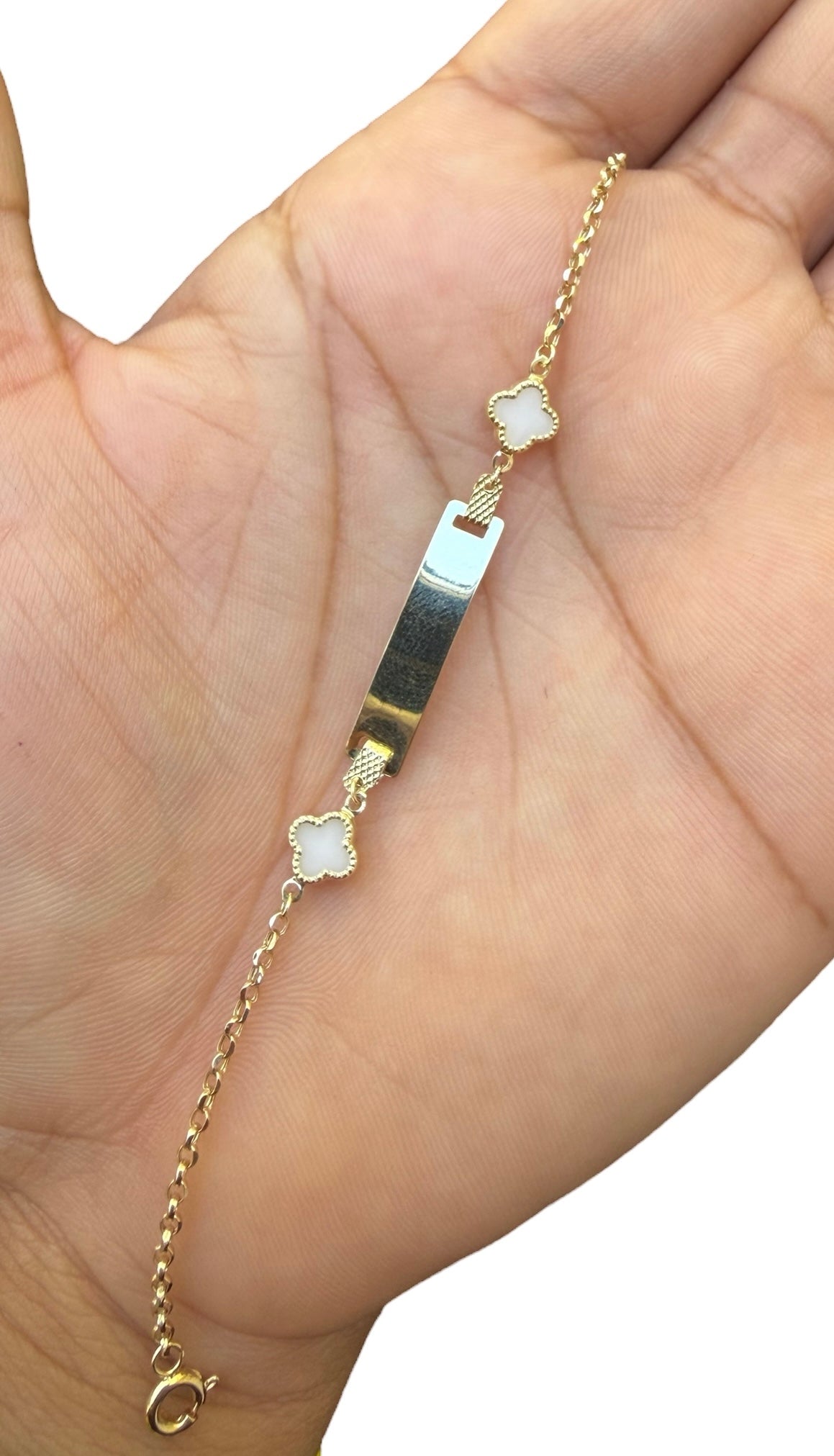 Manilla con placa para niños (Personalizables) Oro 10k