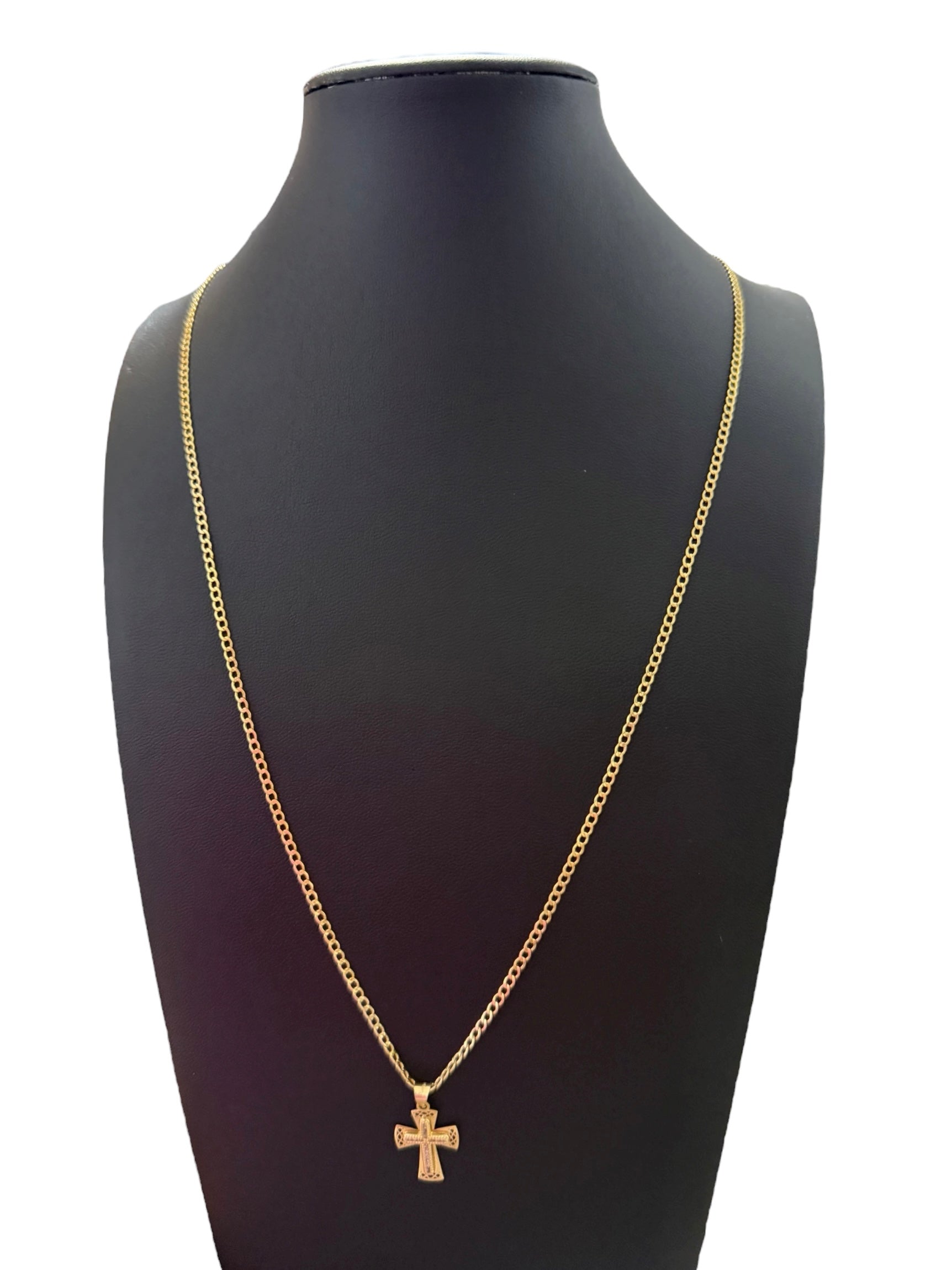 Cadena con Dije de Cruz en Oro 10K