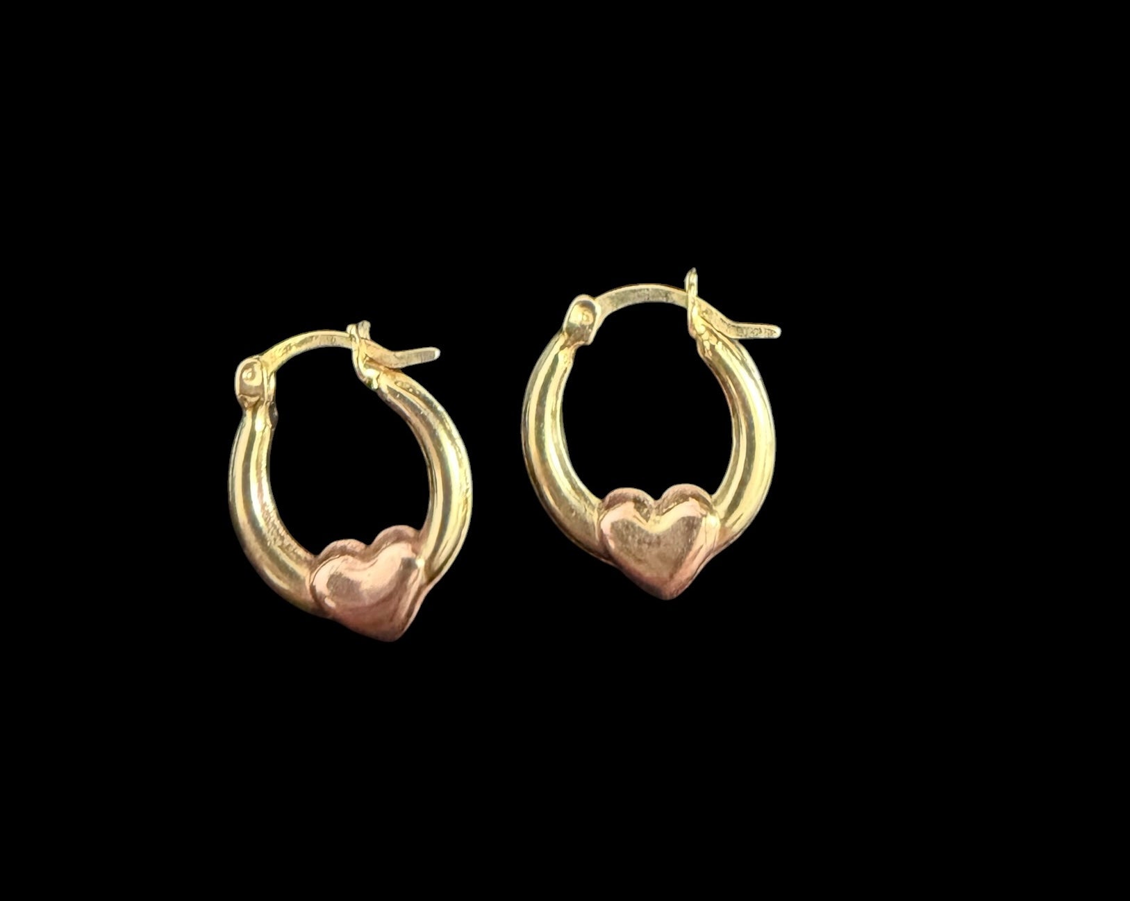 Aretes de corazón en Oro Amarillo y Rosa 10k