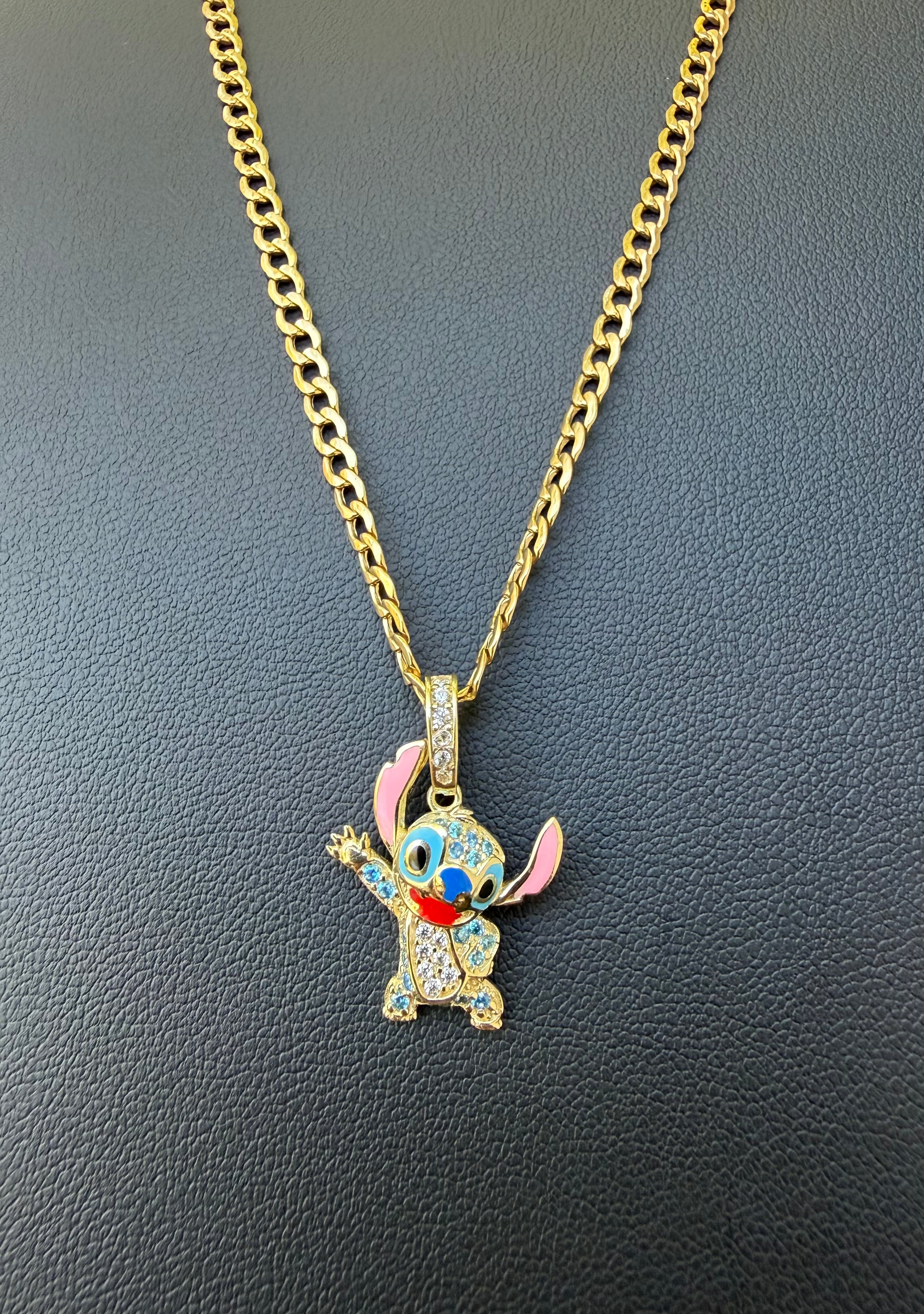 Cadena con dije de Stitch Oro 10k
