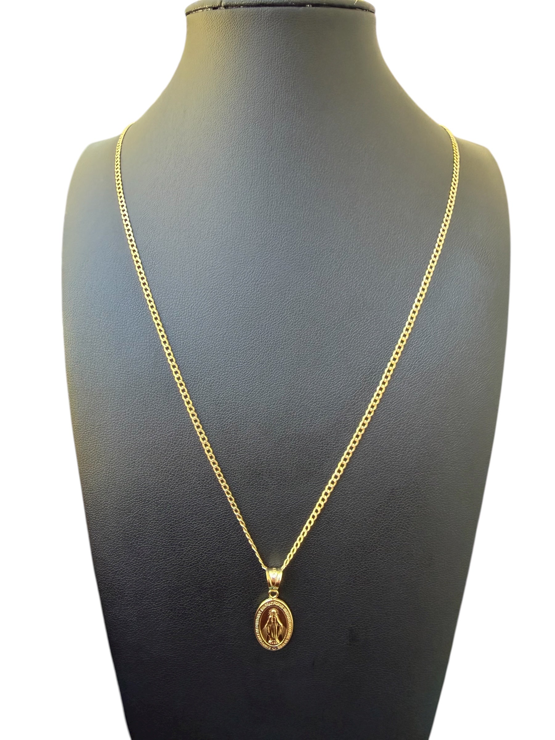 Cadena fina dije de “Virgen Milagrosa”Oro 10k