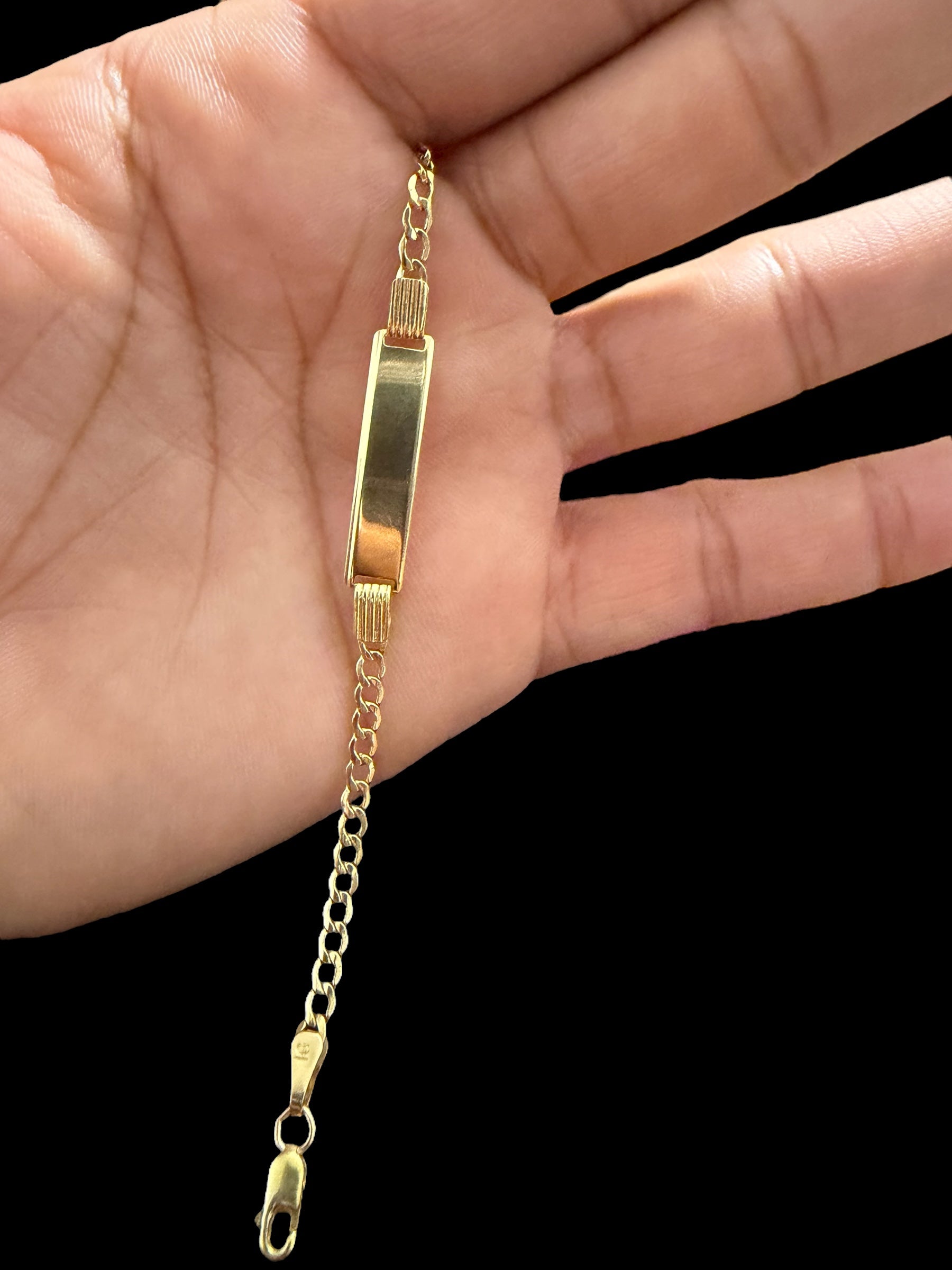 Manilla de placa para niños (Personalizables) Oro10k