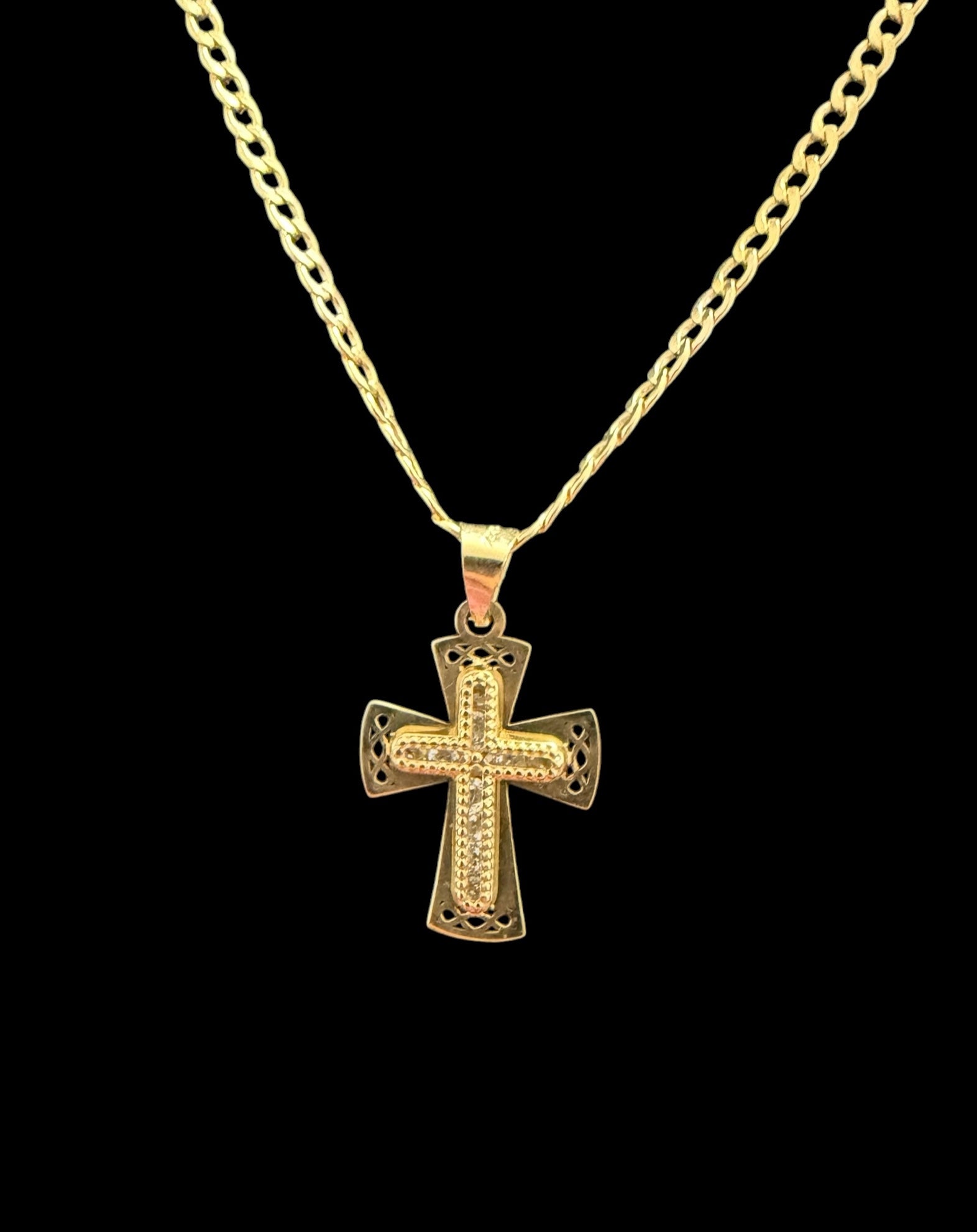 Cadena con Dije de Cruz en Oro 10K