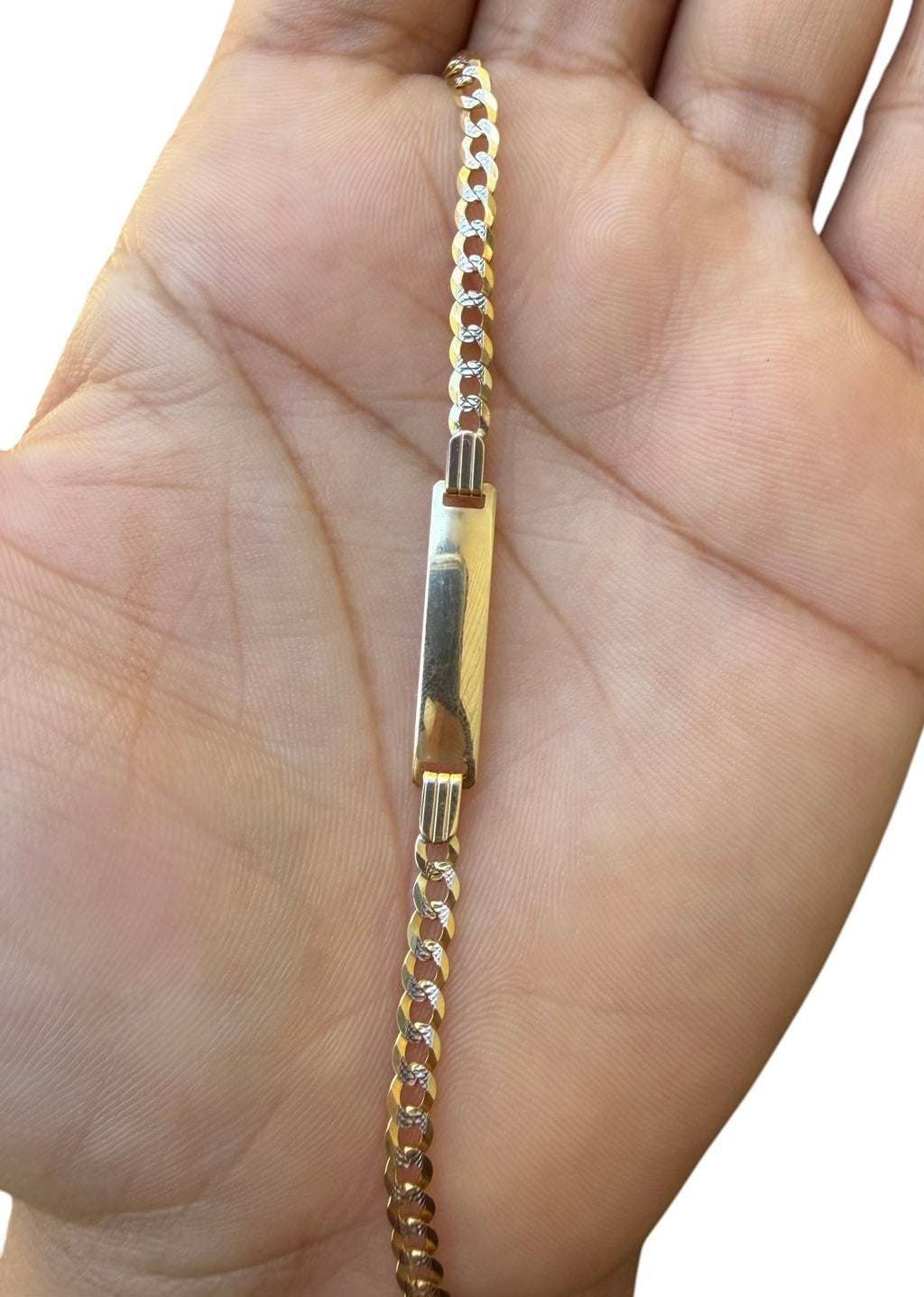 Manilla Pave con placa para niños Oro 10k