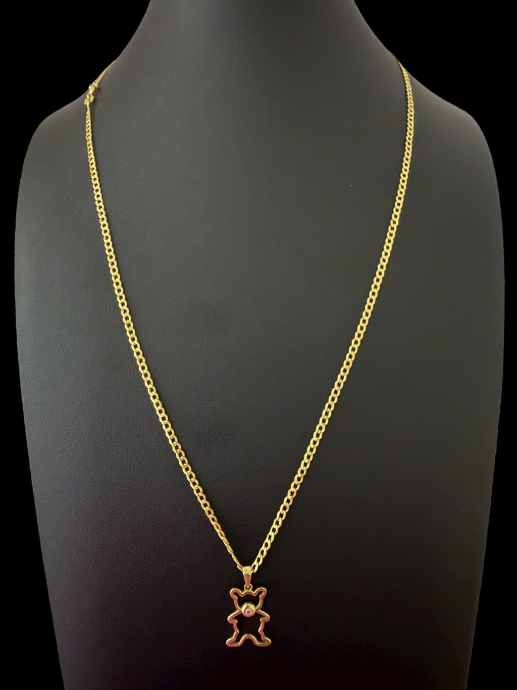 Cadena semisólida con dije de Oso en Oro 10k