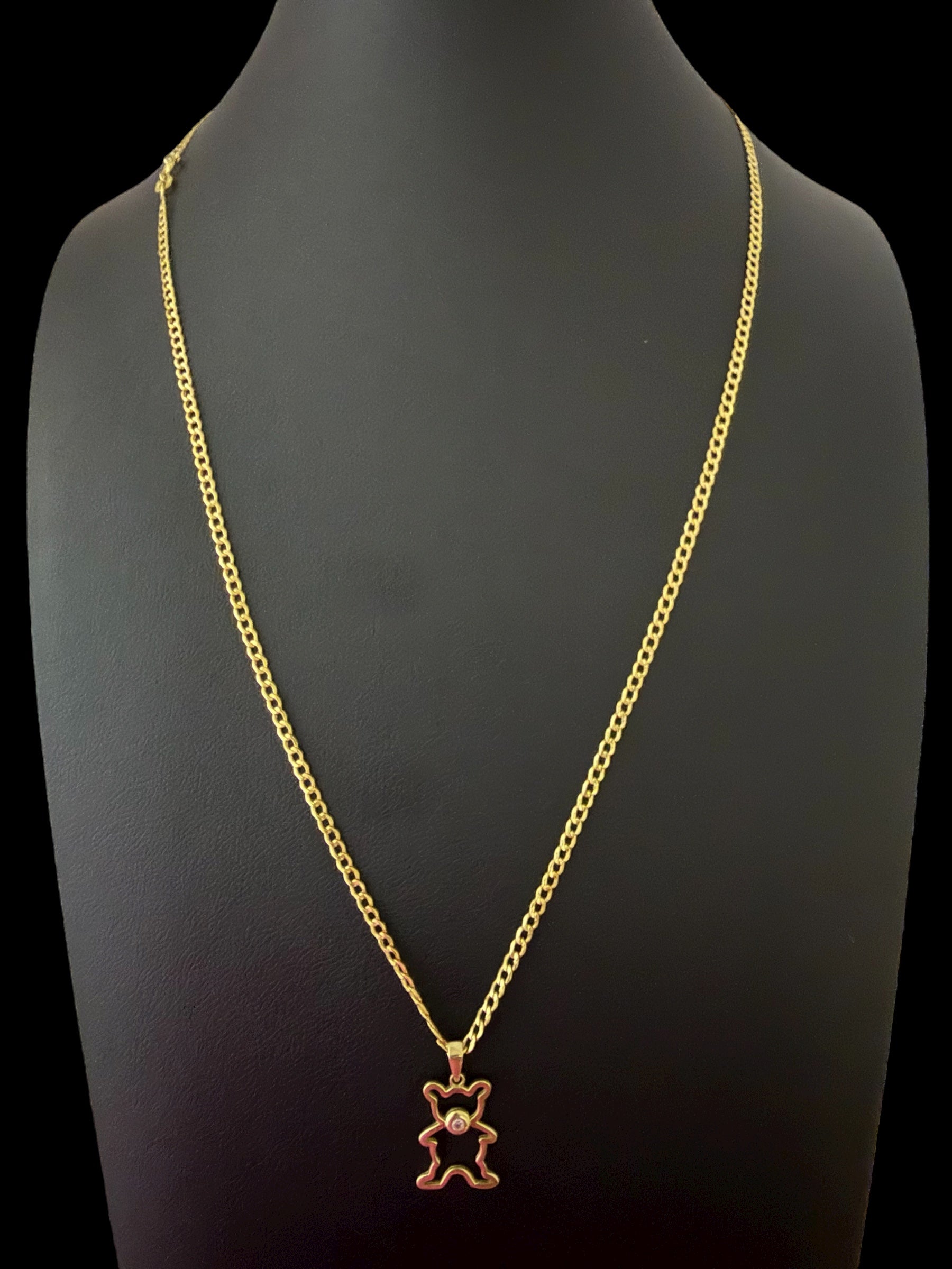 Cadena semisólida con dije de Oso en Oro 10k