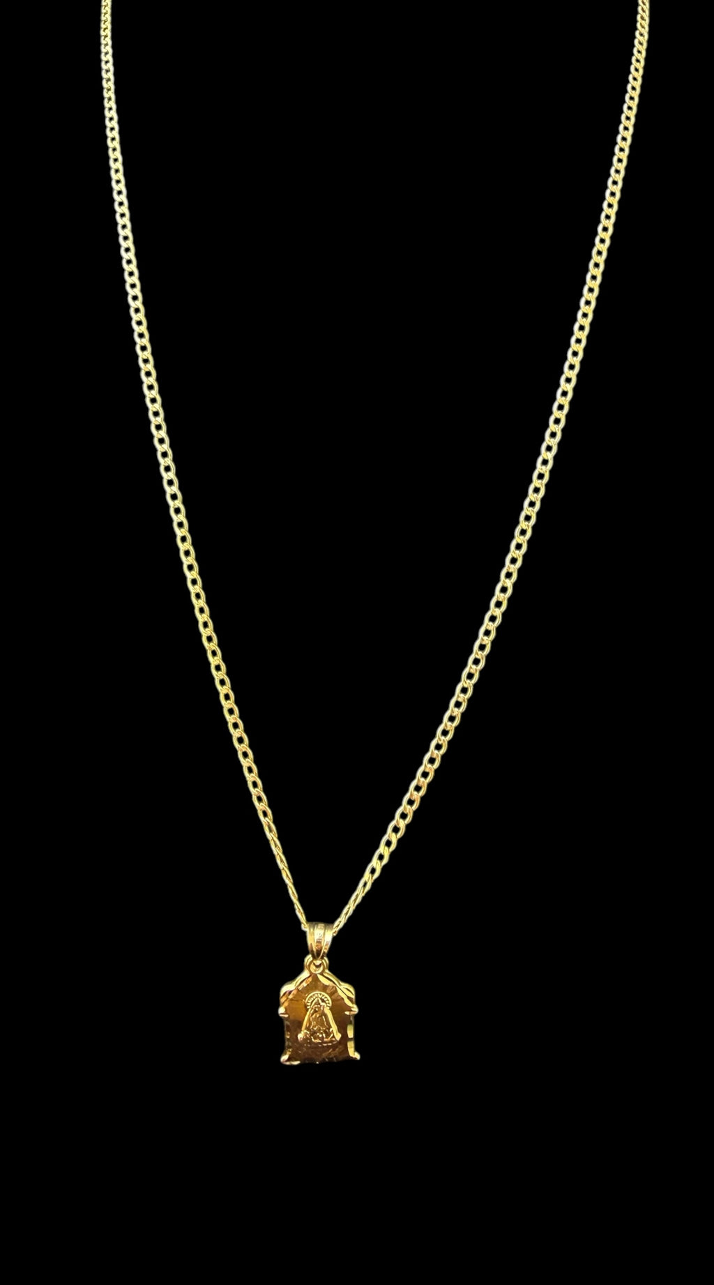 Cadena Fina dije pequeño Caridad del Cobre Oro 10k