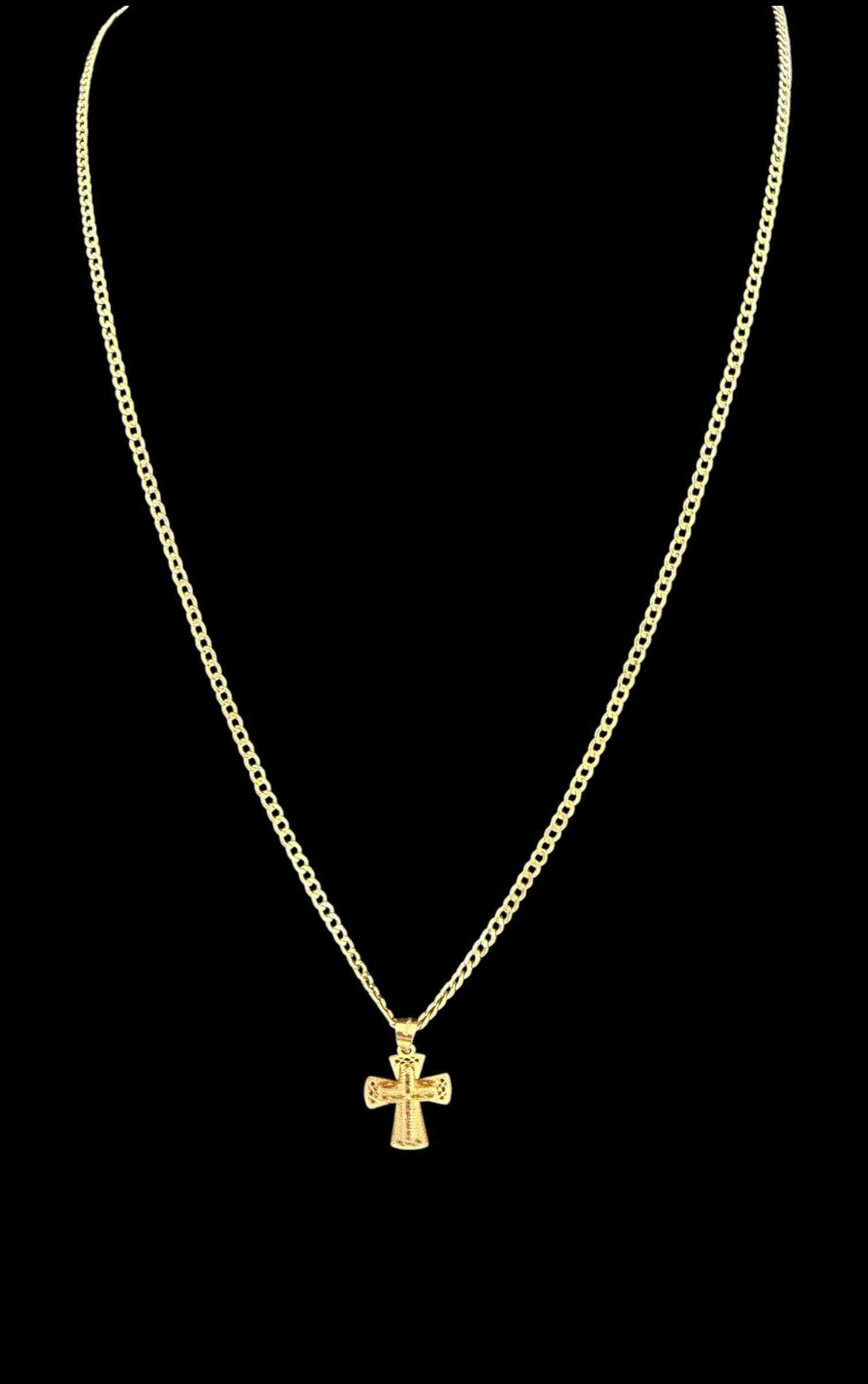 Cadena con Dije de Cruz en Oro 10K