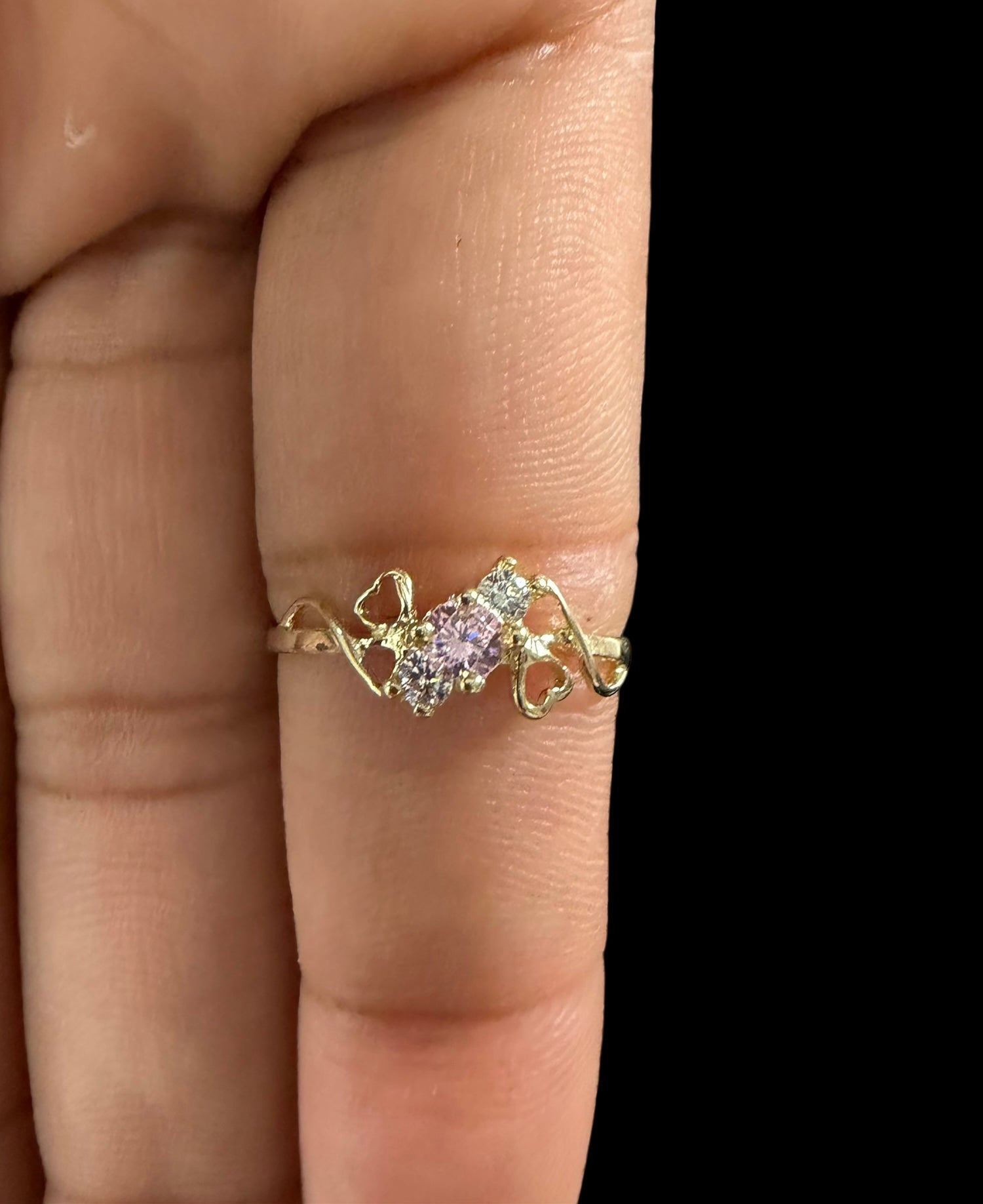 Anillo de Corazones con Piedra Oro 10k