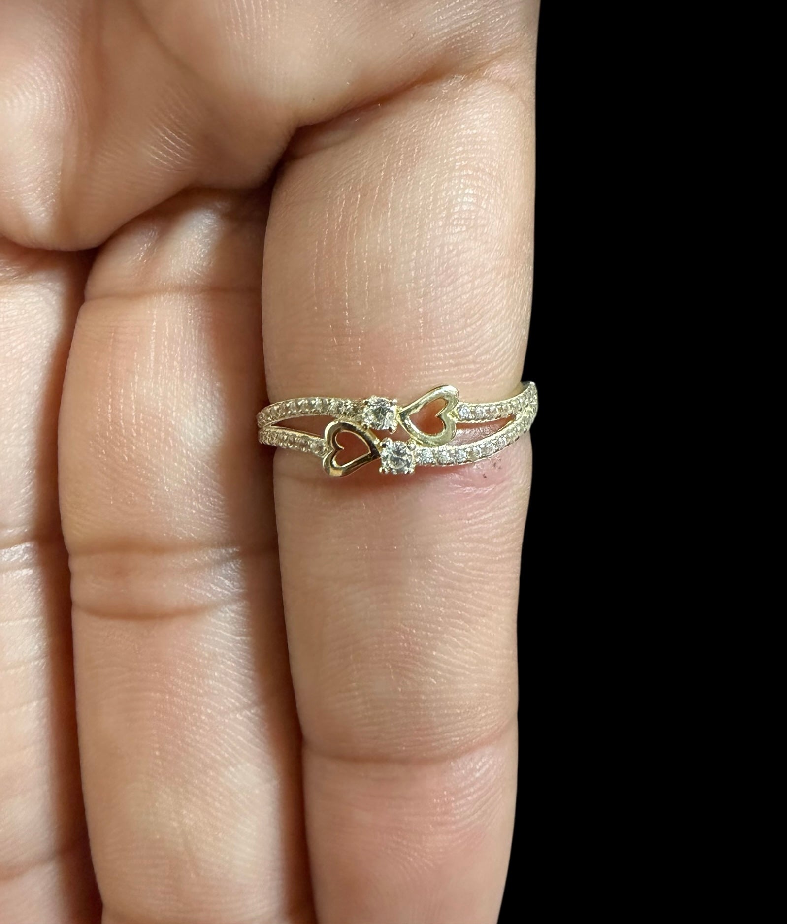 Anillo de Corazones Oro 10k