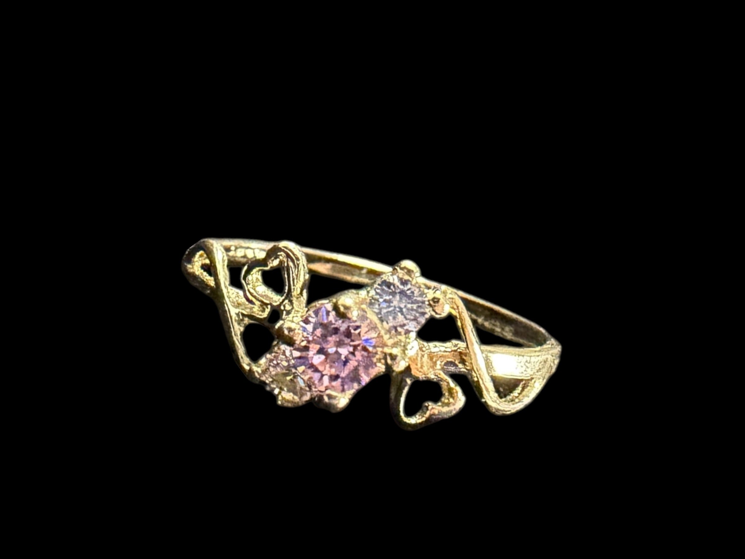 Anillo de Corazones con Piedra Oro 10k