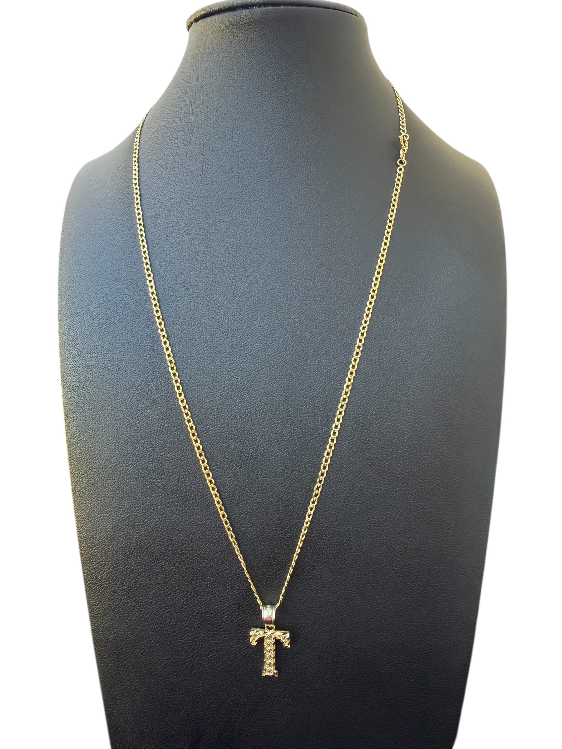 Cadena con Dije de Inicial Letra T en Oro 10m
